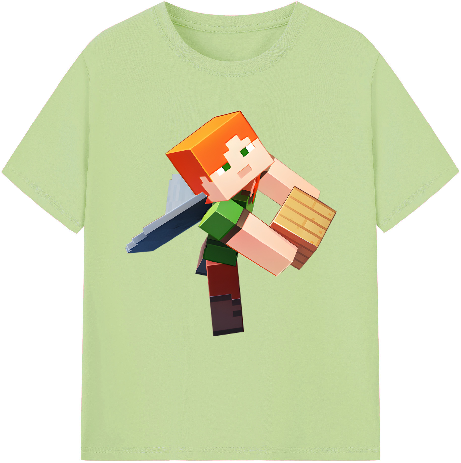 （画像用） マインクラフト ブロックの世界 Minecraft MC Block world 綿100％半袖Tシャツ（フロントプリント）